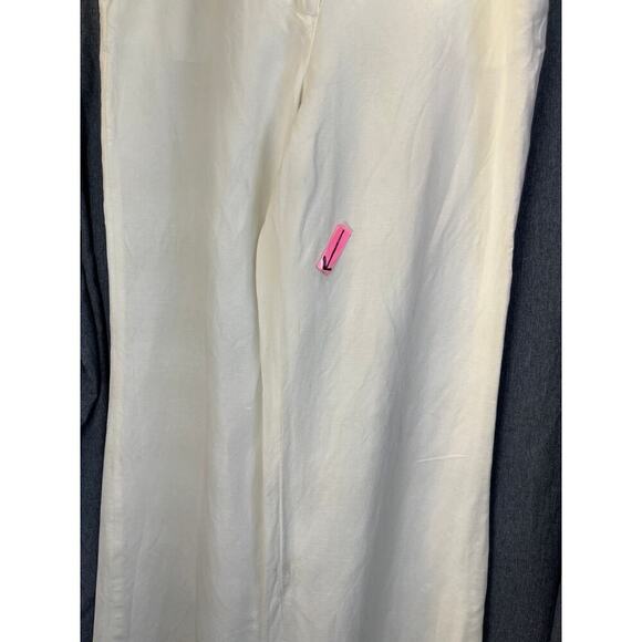 Nine West Women’s 10 White The Neo Classic Linen Blend Pockets Wide Leg Pants - Picture 3 of 12